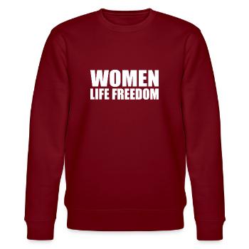 Women life freedom iran - Stanley/Stella CHANGER Unisex Organic Sweatshirt - burgundy - Front - Nik (191cm) & Marisol (170cm)