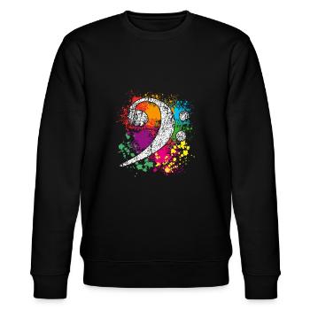 Bass Clef - Bassschlüssel - Farbkleckse - Stanley/Stella Unisex Bio-Sweatshirt CHANGER  - Schwarz - Vorne - Nik (191cm) & Marisol (170cm)