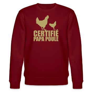 Best Dad | Certified Daddy Hen - Stanley/Stella CHANGER Unisex Organic Sweatshirt - burgundy - Front - Nik (191cm) & Marisol (170cm)