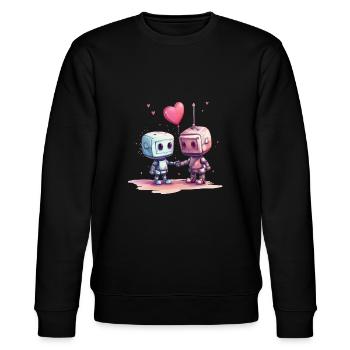 Roboter verliebt - Stanley/Stella Unisex Bio-Sweatshirt CHANGER  - Schwarz - Vorne - Nik (191cm) & Marisol (170cm)