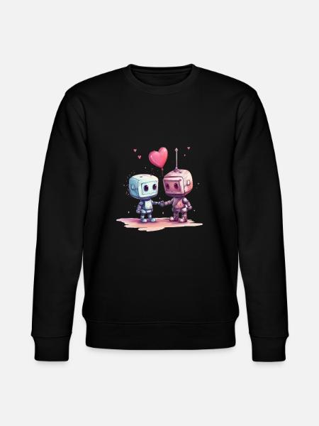 Roboter verliebt - Stanley/Stella Unisex Bio-Sweatshirt CHANGER - Schwarz