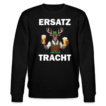 Lederhose Hirsch Tracht Bayrisch Trachten Ersatz - Stanley/Stella Unisex Bio-Sweatshirt CHANGER  - Schwarz - Vorne - Nik (191cm) & Marisol (170cm)