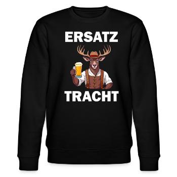 Lederhose Hirsch Tracht Bayrisch Trachten Ersatz - Stanley/Stella Unisex Bio-Sweatshirt CHANGER  - Schwarz - Vorne - Nik (191cm) & Marisol (170cm)