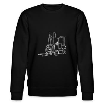 Gabelstapler fahren Fan Kinder - Stanley/Stella Unisex Bio-Sweatshirt CHANGER  - Schwarz - Vorne - Nik (191cm) & Marisol (170cm)