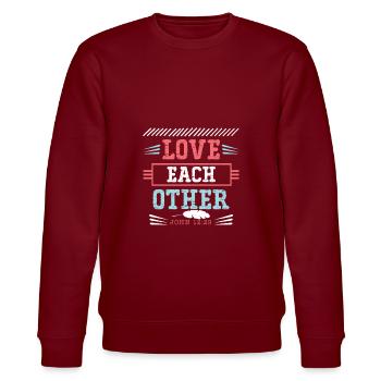 bibelvers jesus liebe spruch - Stanley/Stella Unisex Bio-Sweatshirt CHANGER  - Burgunderrot - Vorne - Nik (191cm) & Marisol (170cm)