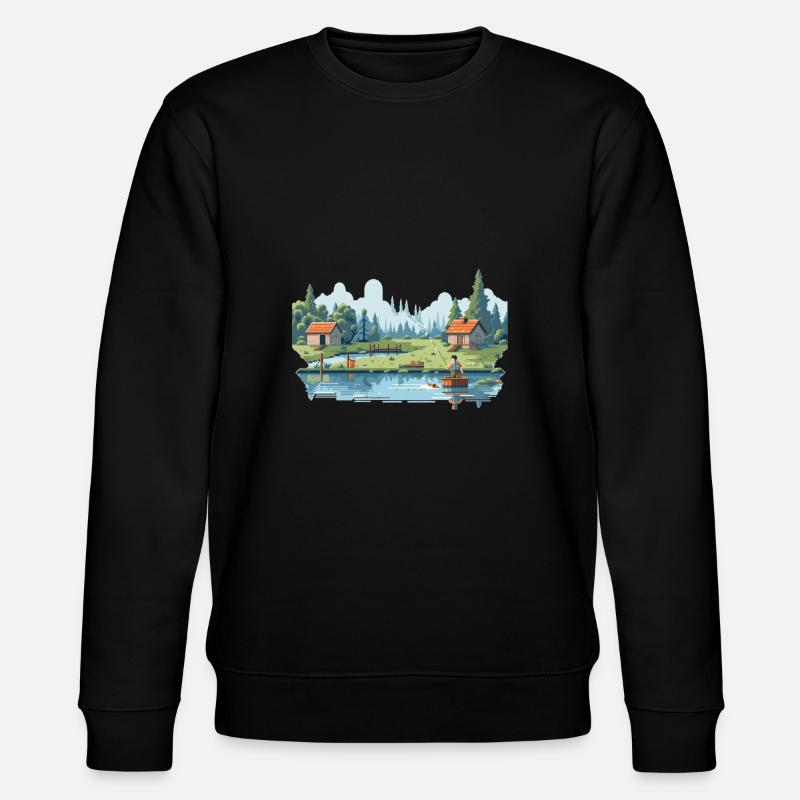 Angler Natur 8Bit Stil - Stanley/Stella Unisex Bio-Sweatshirt CHANGER  - Schwarz