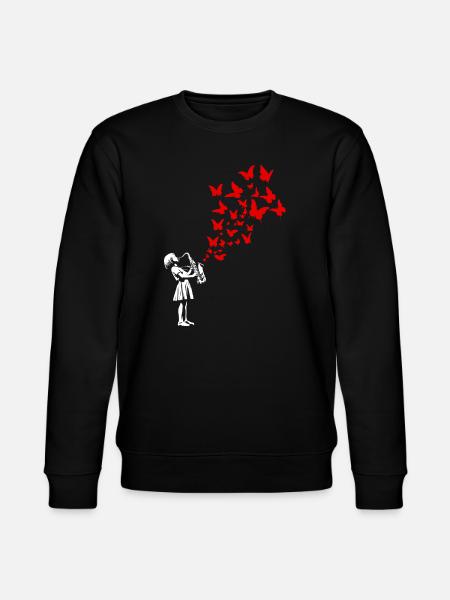 Flicka spelar saxofon i street art-stil - Ekologisk sweatshirt CHANGER unisex från Stanley/Stella - svart