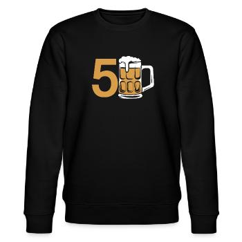 Bier Humor zum 50. Geburtstag - Stanley/Stella Unisex Bio-Sweatshirt CHANGER  - Schwarz - Vorne - Nik (191cm) & Marisol (170cm)