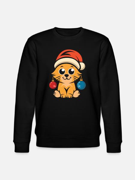 Cute Christmas cat with hat - Stanley/Stella CHANGER Unisex Organic Sweatshirt - black