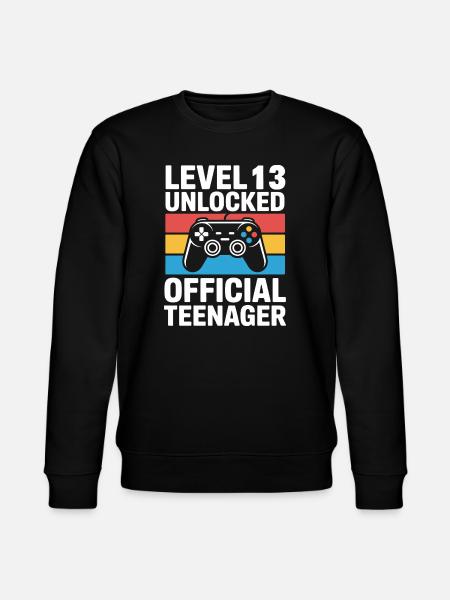 Level 13 Unlocked Official Teenager - Stanley/Stella CHANGER Unisex Organic Sweatshirt - black