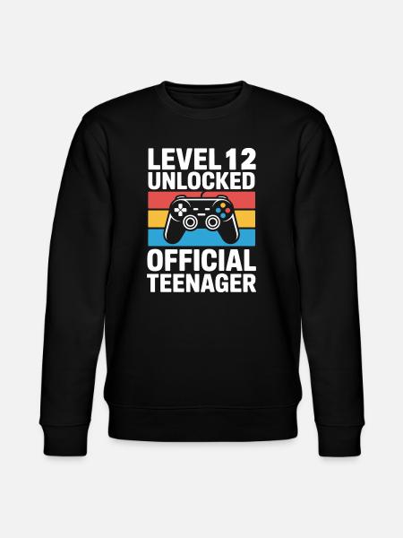 Level 12 Unlocked Official Teenager - Stanley/Stella CHANGER Unisex Organic Sweatshirt - black