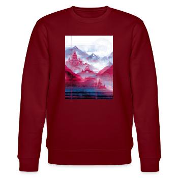 Psy-Art - Tempel über Berglandschaft - Stanley/Stella Unisex Bio-Sweatshirt CHANGER  - Burgunderrot - Vorne - Nik (191cm) & Marisol (170cm)