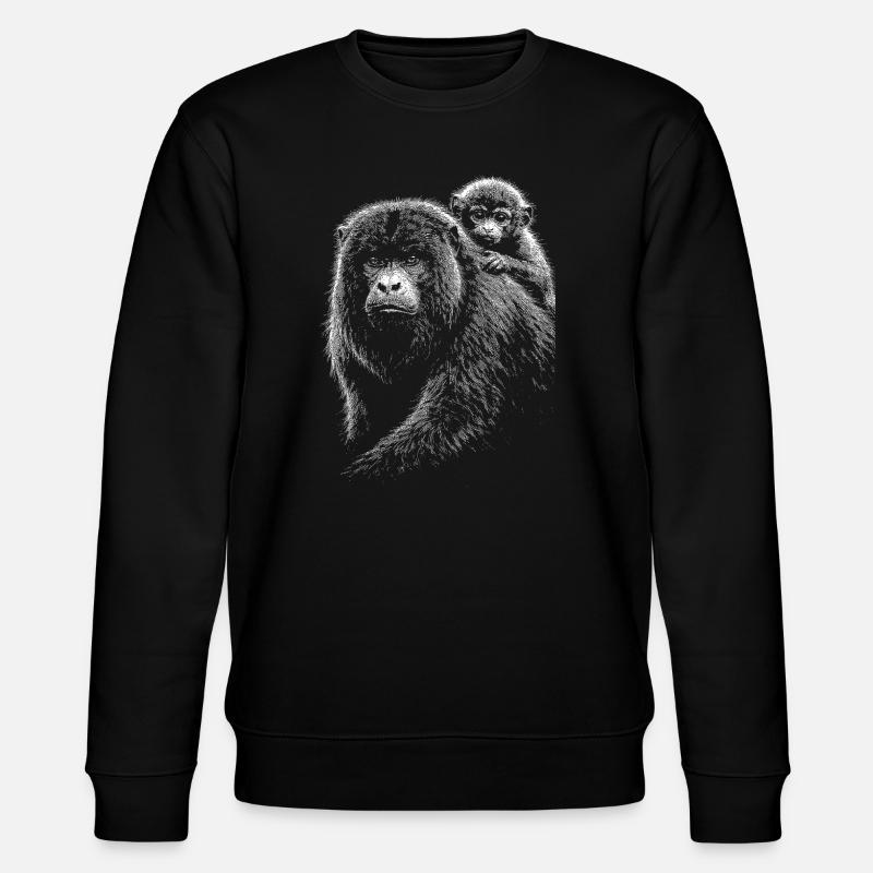 Howler monkey - Stanley/Stella CHANGER Unisex Organic Sweatshirt - black