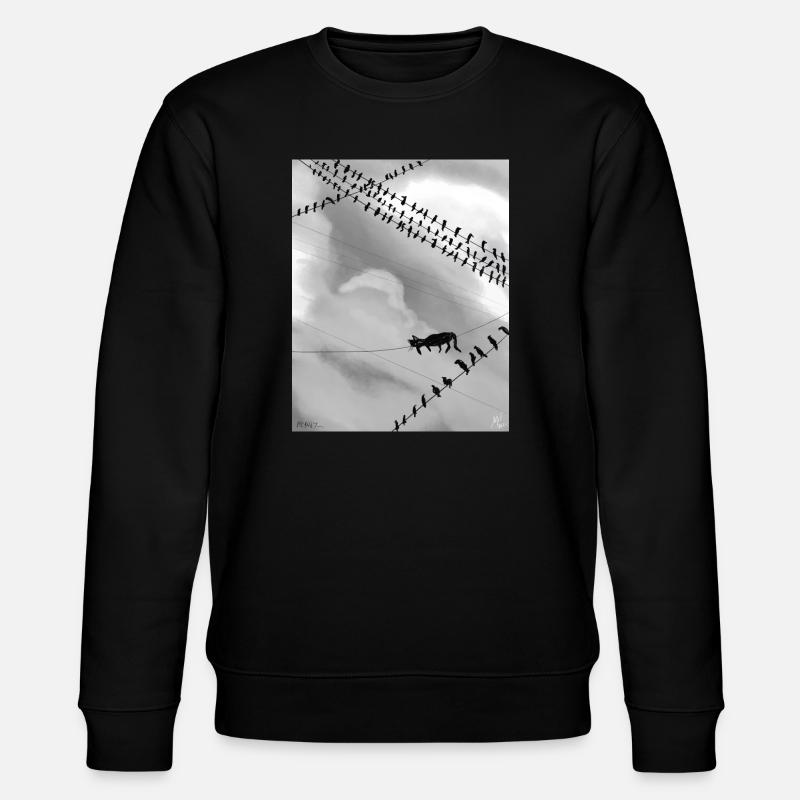 Monochrome Katze auf Stromleitungen - Stanley/Stella Unisex Bio-Sweatshirt CHANGER  - Schwarz