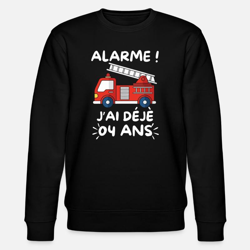 Camion Pompier 4 Ans Anniversaire - Sweat bio CHANGER Stanley/Stella Unisexe - noir