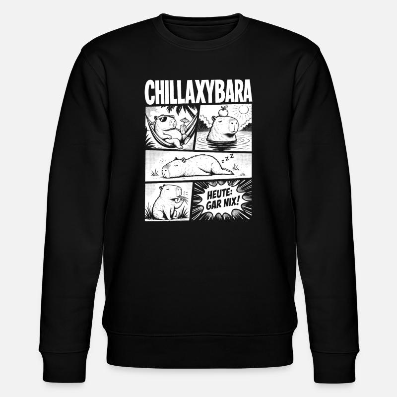 Chillax Capybara Relax Comic Design - Stanley/Stella Unisex Bio-Sweatshirt CHANGER - Schwarz