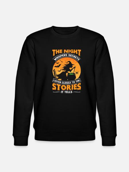 Natten hvisker hemmeligheder; Lyt nøje til - Stanley/Stella økologisk unisex-sweatshirt CHANGER  - sort