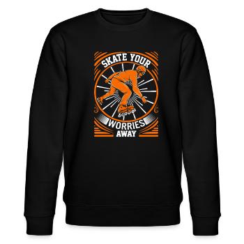 Skate your worries away. - Stanley/Stella CHANGER Unisex Organic Sweatshirt - black - Front - Nik (191cm) & Marisol (170cm)