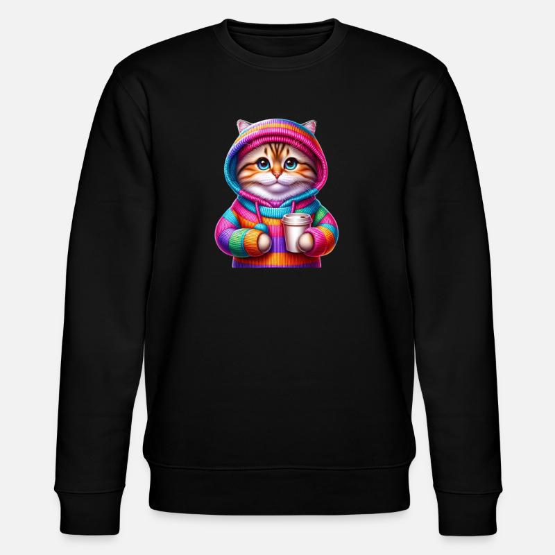 Bunte Katze - Stanley/Stella Unisex Bio-Sweatshirt CHANGER  - Schwarz