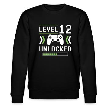 Level 12 Unlocked - Stanley/Stella CHANGER Unisex Organic Sweatshirt - black - Front - Nik (191cm) & Marisol (170cm)