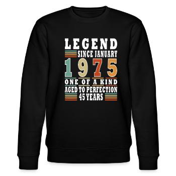 Anniversaire de Janvier 1975 - Janvier 1975, Janvier 1975 - Sweat bio CHANGER Stanley/Stella Unisexe - noir - Devant - Nik (191cm) & Marisol (170cm)