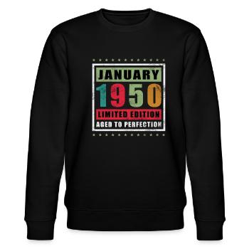 Anniversaire Janvier 1950 - Cadeau Janvier 1950 - Sweat bio CHANGER Stanley/Stella Unisexe - noir - Devant - Nik (191cm) & Marisol (170cm)