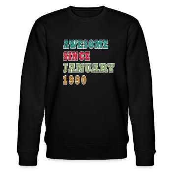 January 1990 Birthday Gift - 35 Years - Stanley/Stella CHANGER Unisex Organic Sweatshirt - black - Front - Nik (191cm) & Marisol (170cm)