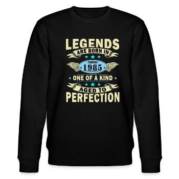 February 1985 Anniversary Gift. February 1985. - Stanley/Stella CHANGER Unisex Organic Sweatshirt - black - Front - Nik (191cm) & Marisol (170cm)