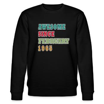 60. Geburtstag Februar 1965 Jahrgang 60 Jahre - Stanley/Stella Unisex Bio-Sweatshirt CHANGER  - Schwarz - Vorne - Nik (191cm) & Marisol (170cm)