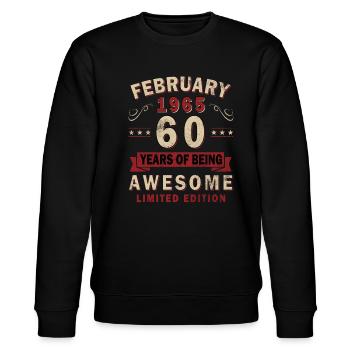 60. Geburtstag Geschenk Mann Original Februar 1965 - Stanley/Stella Unisex Bio-Sweatshirt CHANGER  - Schwarz - Vorne - Nik (191cm) & Marisol (170cm)