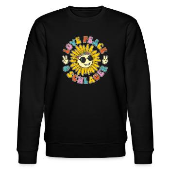 Schlager Love Peace & Schlager Party - Stanley/Stella Unisex Bio-Sweatshirt CHANGER  - Schwarz - Vorne - Nik (191cm) & Marisol (170cm)