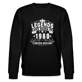 Vintage 1980 Jahrgang 1980 Geburtstag 1980 Retro - Stanley/Stella Unisex Bio-Sweatshirt CHANGER  - Schwarz - Vorne - Nik (191cm) & Marisol (170cm)