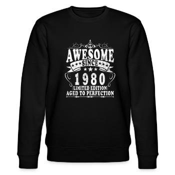 Vintage 1980 Jahrgang 1980 Geburtstag 1980 Retro - Stanley/Stella Unisex Bio-Sweatshirt CHANGER  - Schwarz - Vorne - Nik (191cm) & Marisol (170cm)
