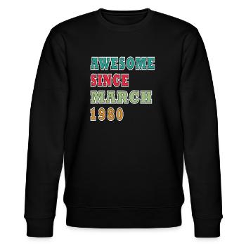 Birthday March 1980 Vintage March 1980 - Stanley/Stella CHANGER Unisex Organic Sweatshirt - black - Front - Nik (191cm) & Marisol (170cm)
