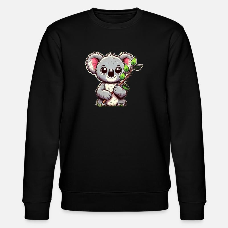 Koala mit Eukalyptus - Stanley/Stella Unisex Bio-Sweatshirt CHANGER  - Schwarz