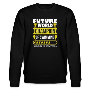 Future World Champion in Swimming - Sport - Stanley/Stella CHANGER Unisex Organic Sweatshirt - black - Front - Nik (191cm) & Marisol (170cm)