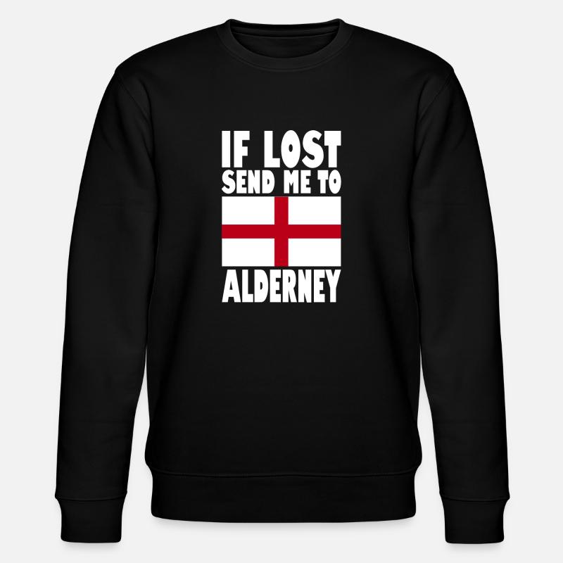 Alderney Flag Saying - Stanley/Stella CHANGER Unisex Organic Sweatshirt - black