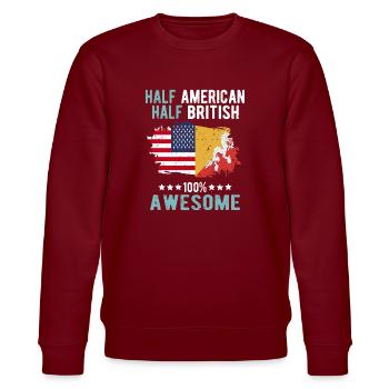 Halb Amerikaner Halb Brite - Stanley/Stella Unisex Bio-Sweatshirt CHANGER  - Burgunderrot - Vorne - Nik (191cm) & Marisol (170cm)