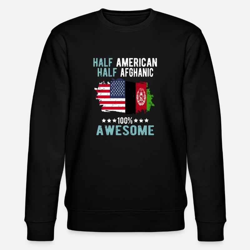Half American Half Afghan - Stanley/Stella CHANGER Unisex Organic Sweatshirt - black