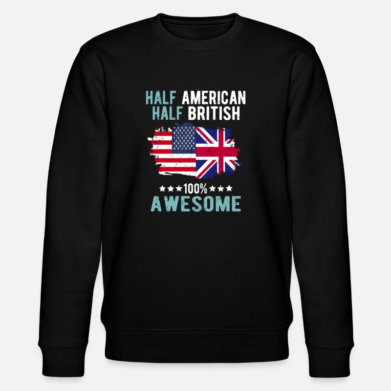 Half American Half British - Stanley/Stella CHANGER Unisex Organic Sweatshirt - black