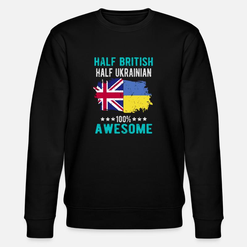 Halb Brite Halb Ukrainer - Stanley/Stella Unisex Bio-Sweatshirt CHANGER  - Schwarz