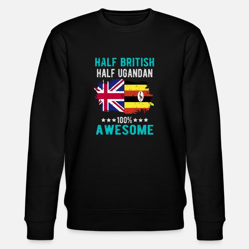 Half British Half Ugandan - Stanley/Stella CHANGER Unisex Organic Sweatshirt - black