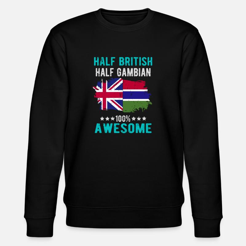Half British Half Gambian - Stanley/Stella CHANGER Unisex Organic Sweatshirt - black