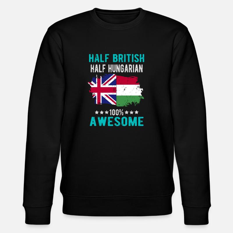 Half British Half Hungarian - Stanley/Stella CHANGER Unisex Organic Sweatshirt - black