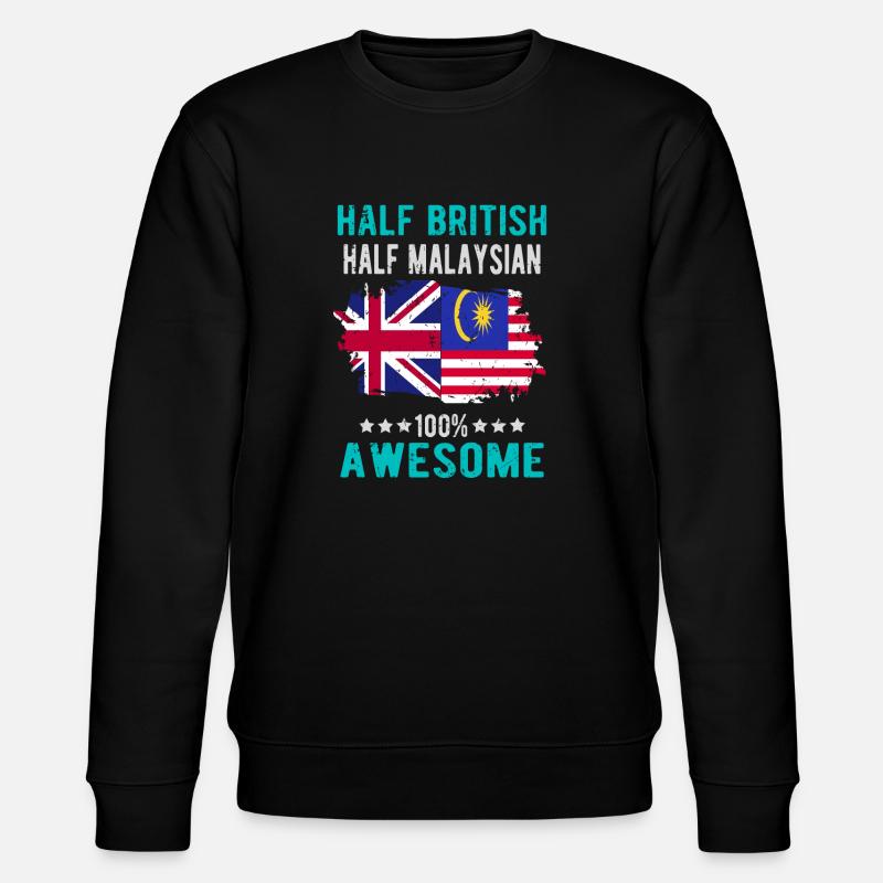 Half British Half Malaysian - Stanley/Stella CHANGER Unisex Organic Sweatshirt - black
