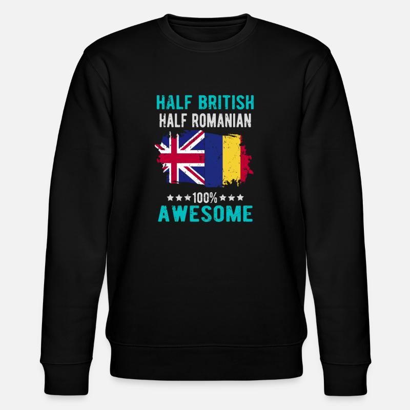 Half British Half Romanian - Stanley/Stella CHANGER Unisex Organic Sweatshirt - black