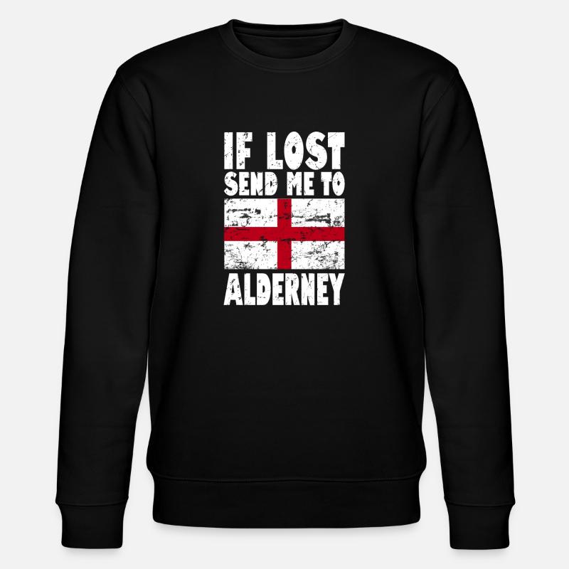 Alderney Flag Saying - Stanley/Stella CHANGER Unisex Organic Sweatshirt - black