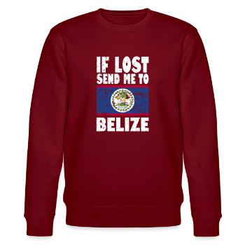 Belize Flagge Spruch - Stanley/Stella Unisex Bio-Sweatshirt CHANGER  - Burgunderrot - Vorne - Nik (191cm) & Marisol (170cm)