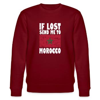 Marokko Flagge Spruch - Stanley/Stella Unisex Bio-Sweatshirt CHANGER  - Burgunderrot - Vorne - Nik (191cm) & Marisol (170cm)