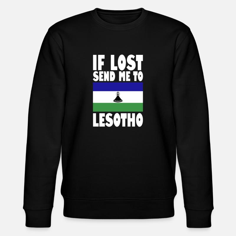 Lesotho Flag Saying - Stanley/Stella CHANGER Unisex Organic Sweatshirt - black